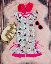 Cows & Polka Dots Ruffle Romper- Girl